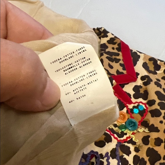 Moschino Cheap & Chic Leopard Print Blazer Jacket Red Trim Applique Size 14 - Picture 15 of 16